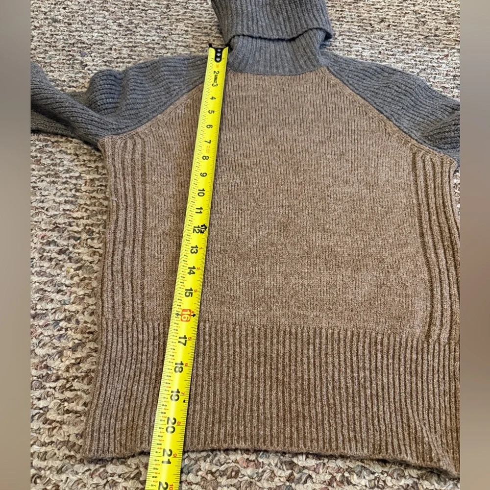Tory Burch Brown and Gray Moreno Wool Blend Turtleneck Sweater, Size S - Picture 10 of 12